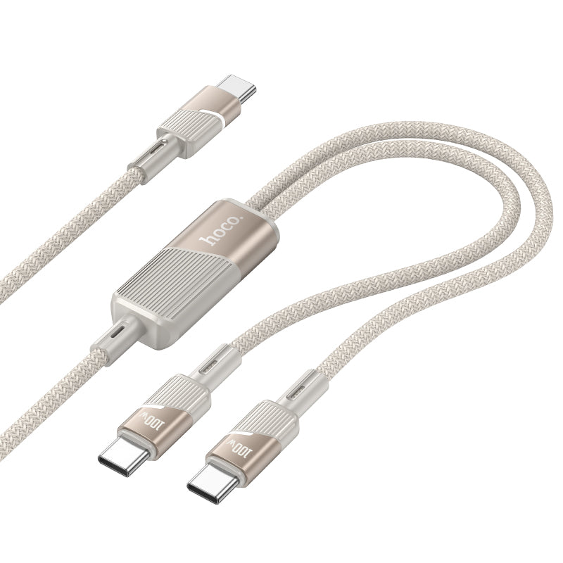 Hoco USB-C to 2 x USB-C Braided Data Charge Cable (1.2m)