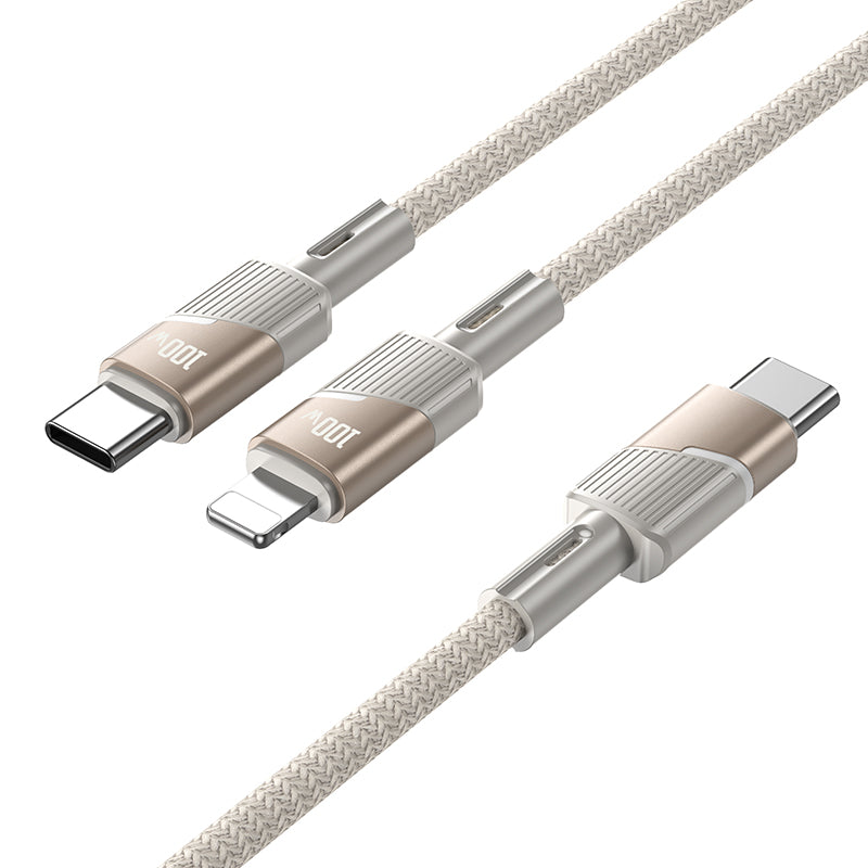 Hoco USB-C to 2 x USB-C Braided Data Charge Cable (1.2m)