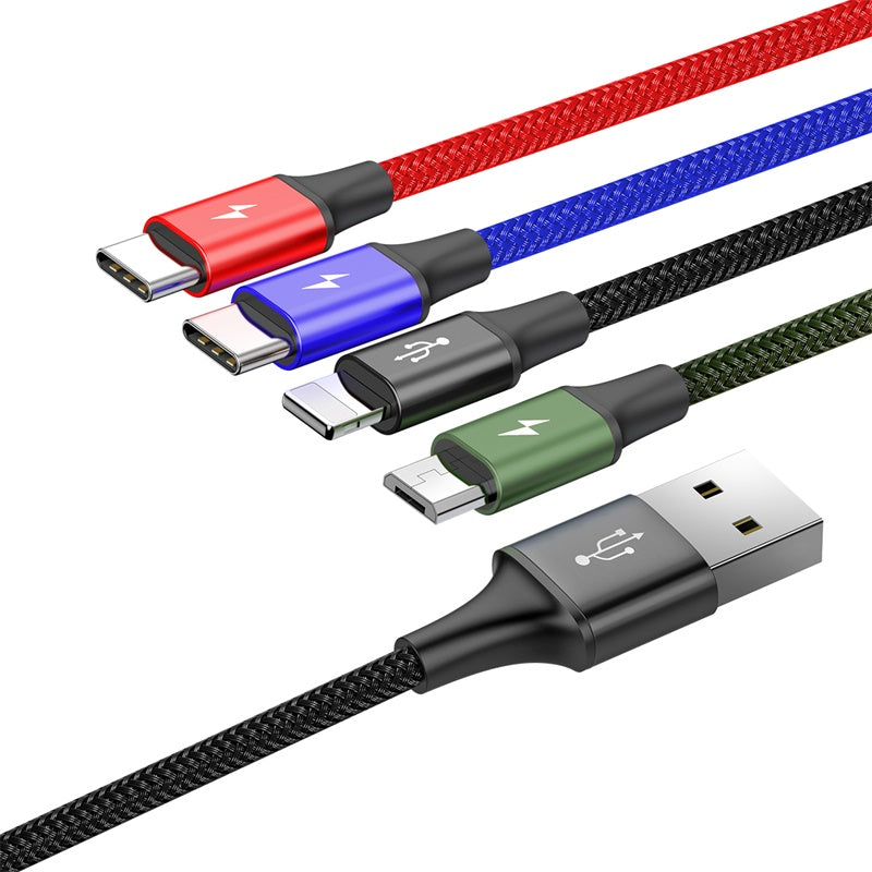 Baseus 4 in 1 USB to 2 x USB-C + Lighting + Micro-USB Charge Cable (1.2m) - SKmobile Canada