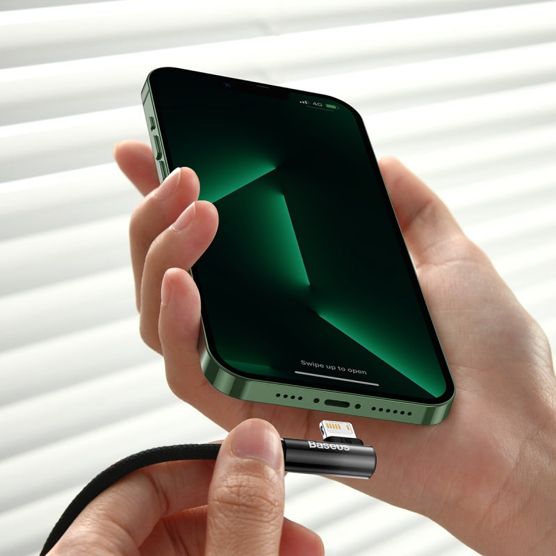 Baseus Braided L-Shaped USB to Lightning Data and Charge Cable (2m) - SKmobile Canada