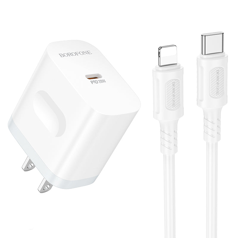 Borofone PD20W Charger Set with USB-C to Lightning Cable