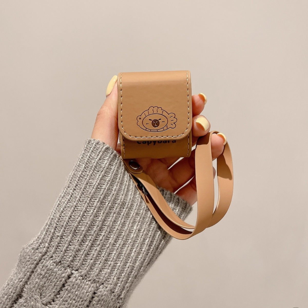 Capybara Print Faux Leather AirPods Case