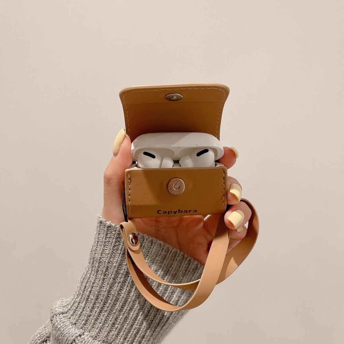 Capybara Print Faux Leather AirPods Case