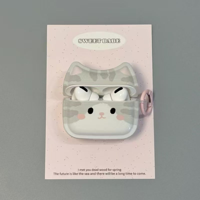 Grey Tabby Cat Shaped AirPods Case