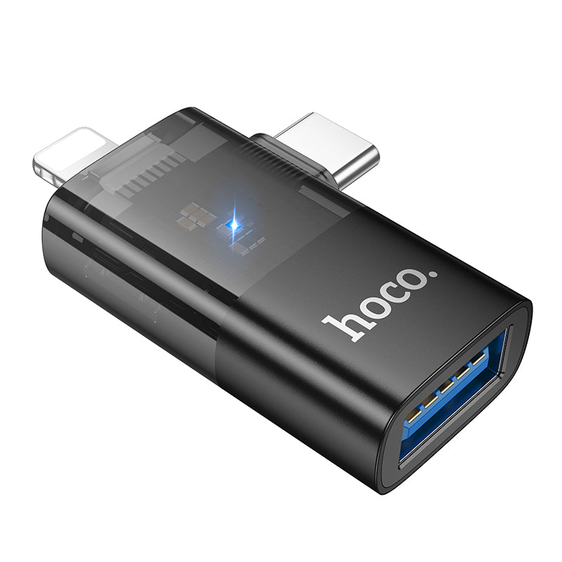 Dual Lightning+USB-C to USB OTG Adapter