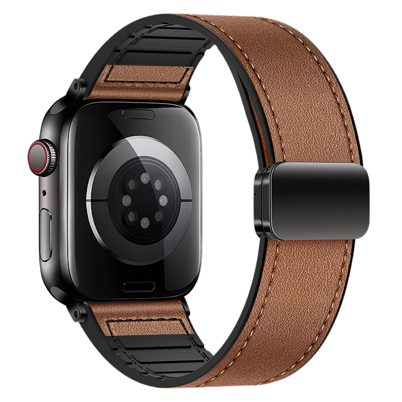 Apple Watch Band - Basic Series Two-Section Double Magnetic Buckle Silicone Leather Strap (WA34)