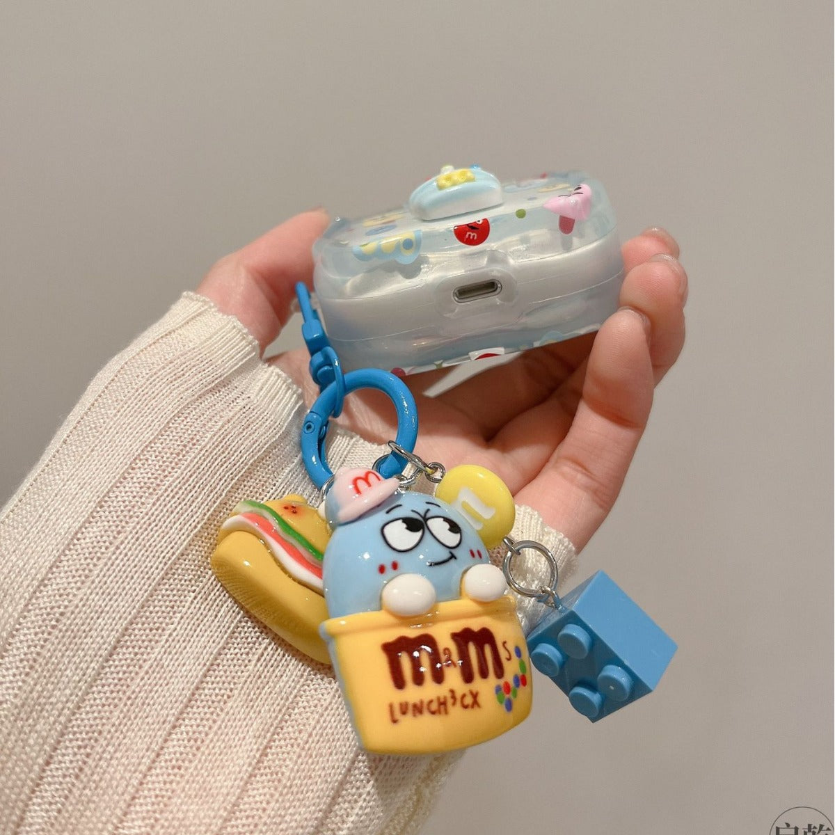 Novelty Blue M&M Character Keychain AirPods Case