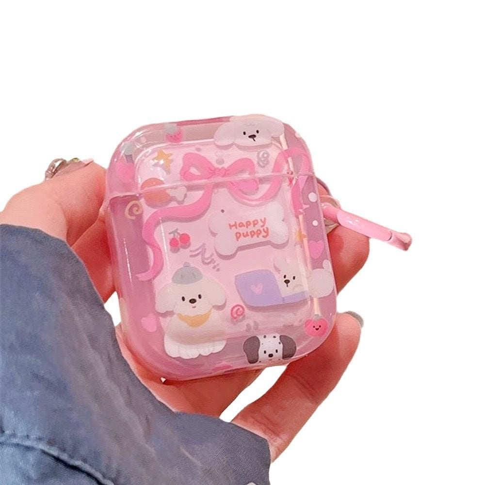 Pink Ribbon White Dog AirPods Case (Copy)