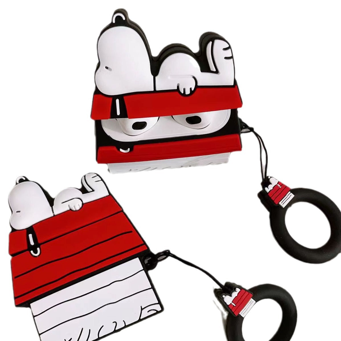Snoopy Sleeping on Red Doghouse AirPods Case