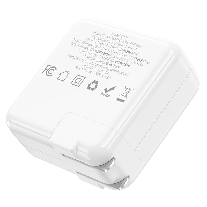 High Power GaN 65W Three Port 2x USB-C / 1x USB-A PD Fast Charger - SKmobile Canada