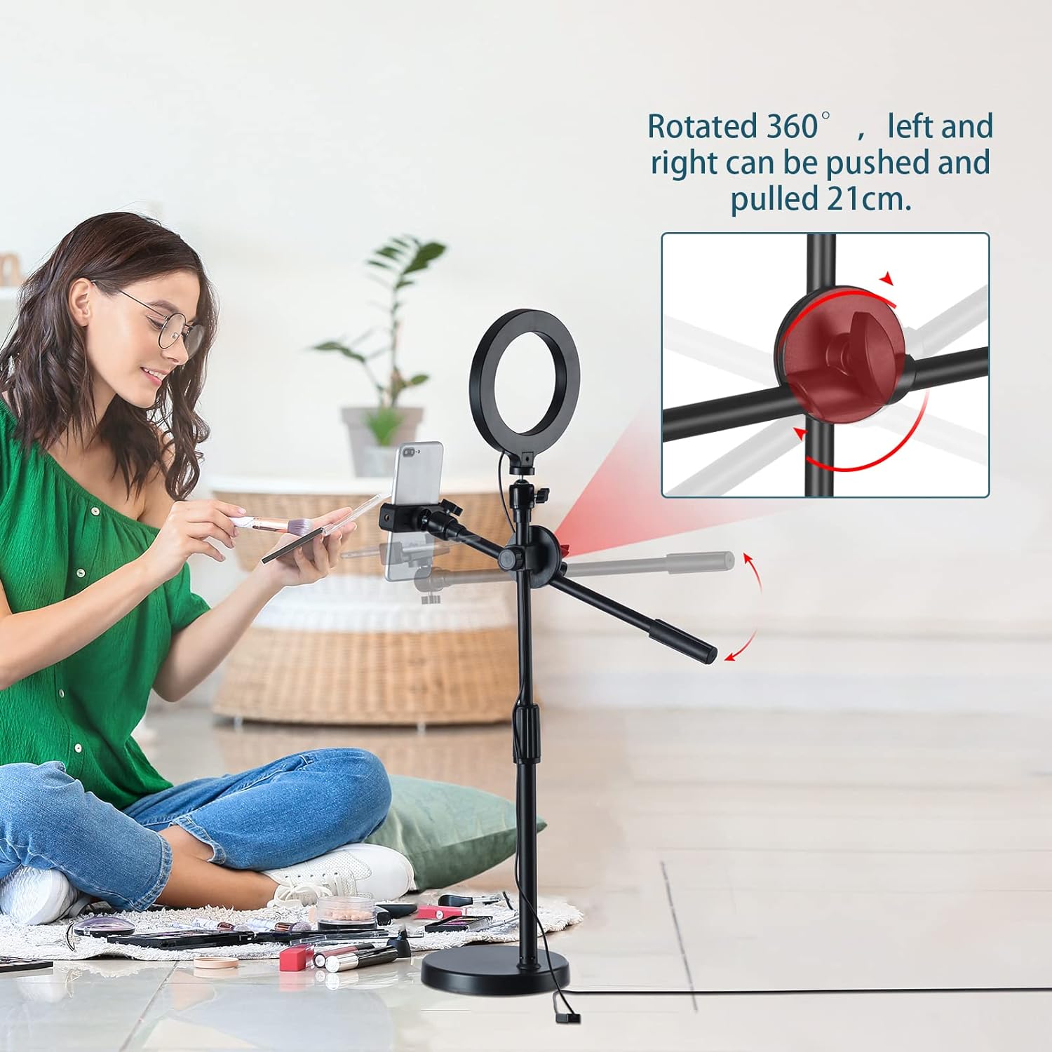 Live Stream Phone Holder with Tripod Stand and 6-inch Ring Light - SKmobile Canada