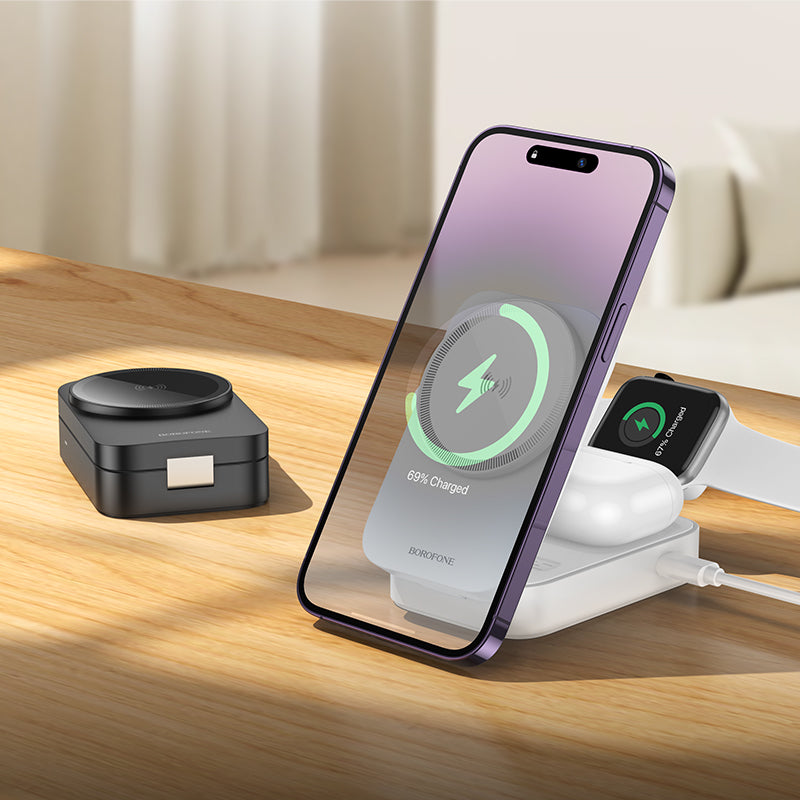 Sharp Portable 3-in-1 Folding Magnetic Wireless Fast Charger