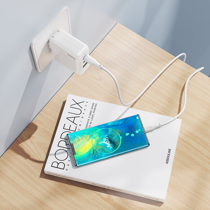 High Power GaN 65W Three Port 2x USB-C / 1x USB-A PD Fast Charger with USB-C to USB-C Cable (1 m) - SKmobile Canada