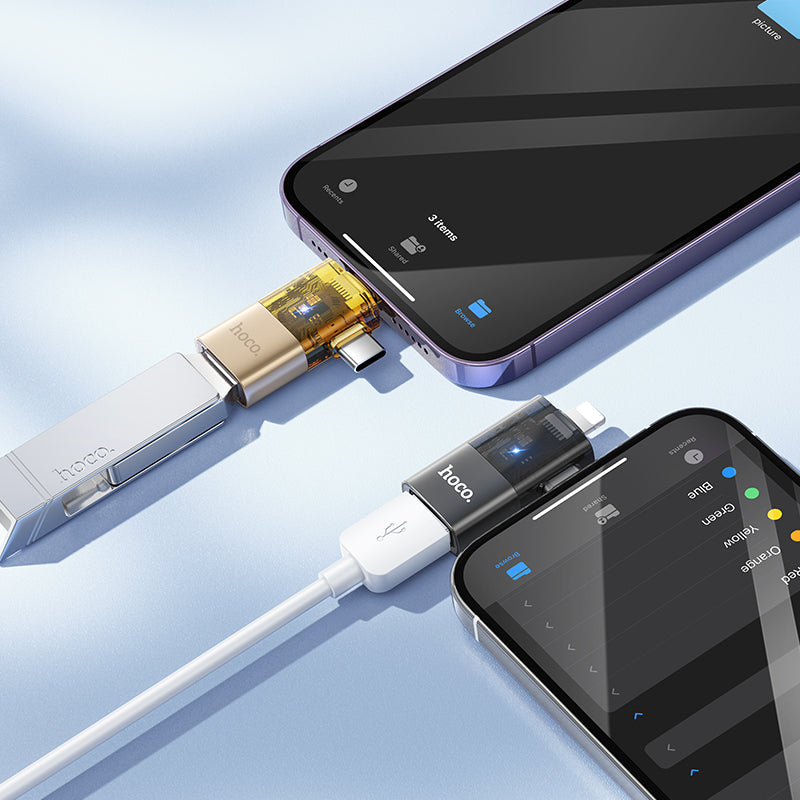 Dual Lightning+USB-C to USB OTG Adapter