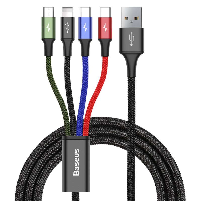 Baseus 4 in 1 USB to 2 x USB-C + Lighting + Micro-USB Charge Cable (1.2m) - SKmobile Canada