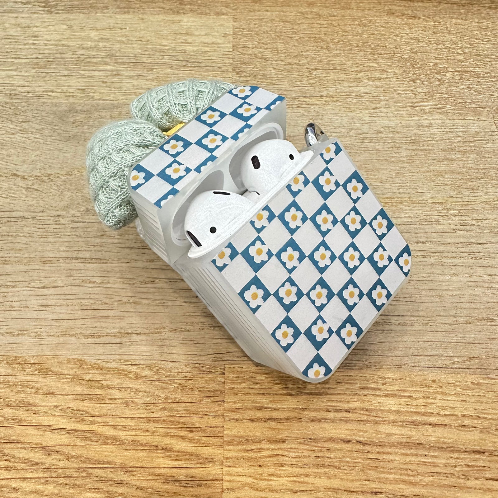 Mint Ribbon Flower AirPods Case