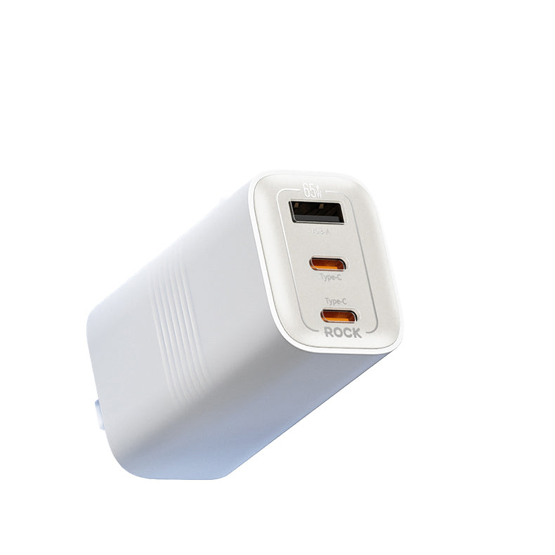 65W GaN Fast Wall Charger 3 Port Foldable USB-C Laptop Power Adapter