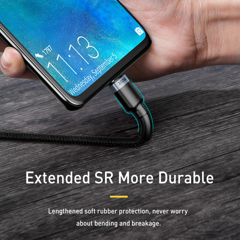 Baseus 100W Braided USB-C to USB-C Data and Charge Cable (2m) - SKmobile Canada