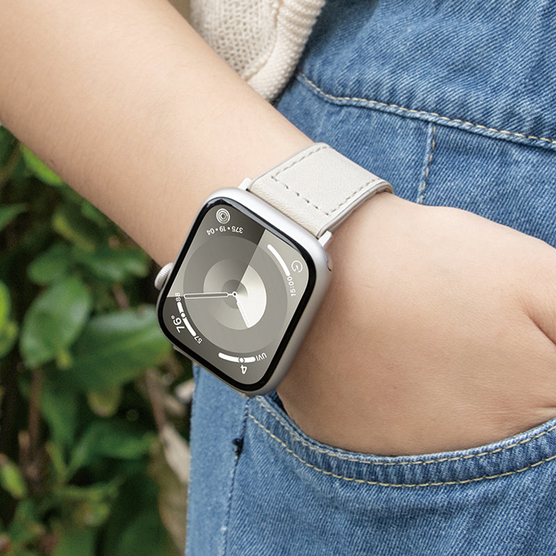 Apple Watch Band -  Basic series Two-Section Double Magnetic Buckle Silicone Leather Strap