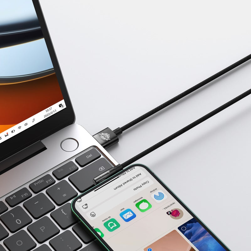 Baseus Braided L-Shaped USB to Lightning Data and Charge Cable (2m) - SKmobile Canada