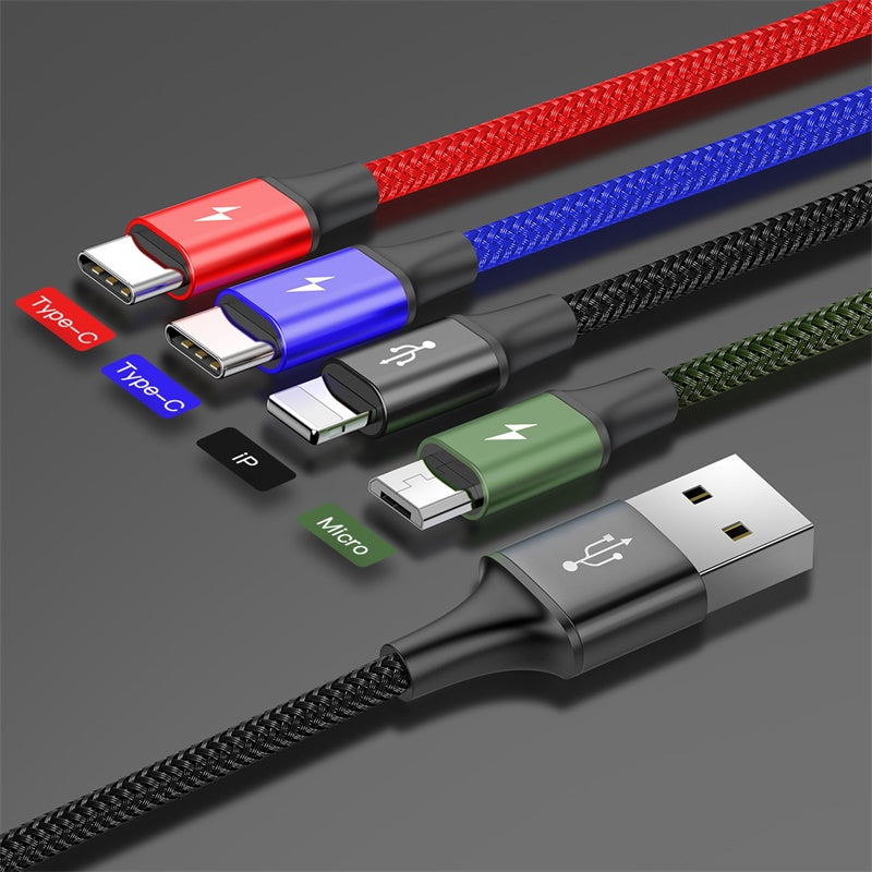 Baseus 4 in 1 USB to 2 x USB-C + Lighting + Micro-USB Charge Cable (1.2m) - SKmobile Canada