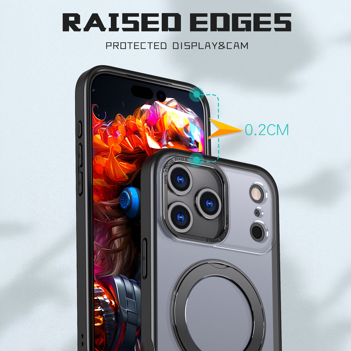 Magnetic Frosted Finish Phone Case with 360° Rotatable Ring Stand for iPhone
