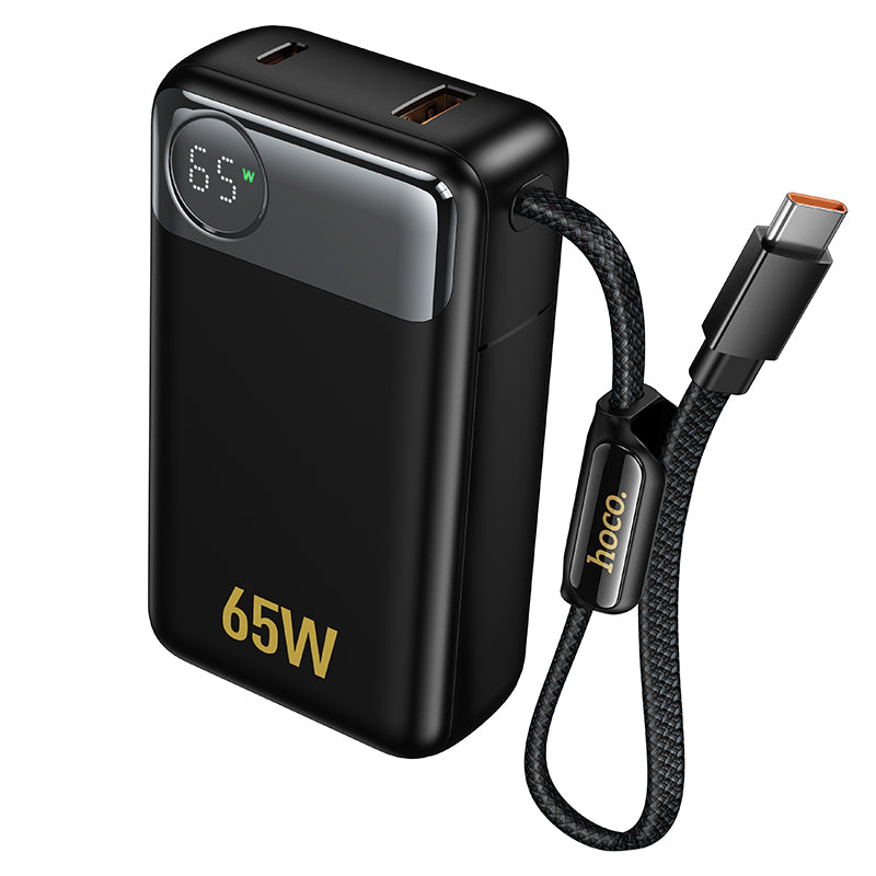 65W Fast Charging Portable Power Bank with Built-in Cable (12000mAh)