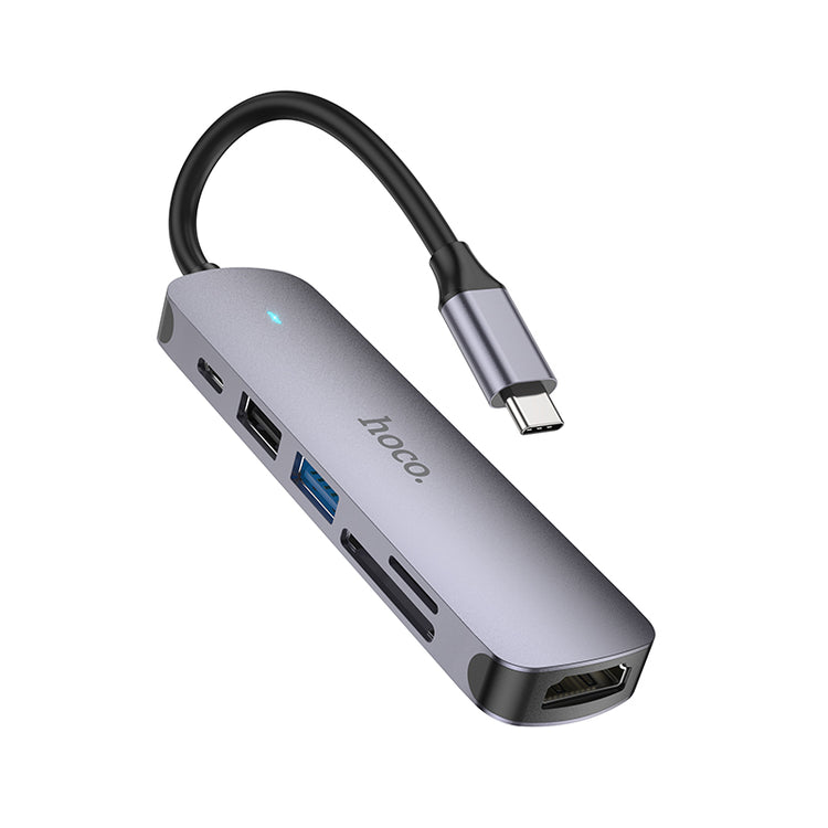 6 in 1 USB-C HUB (HDMI+USB3.0+USB2.0+SD+TF+PD)
