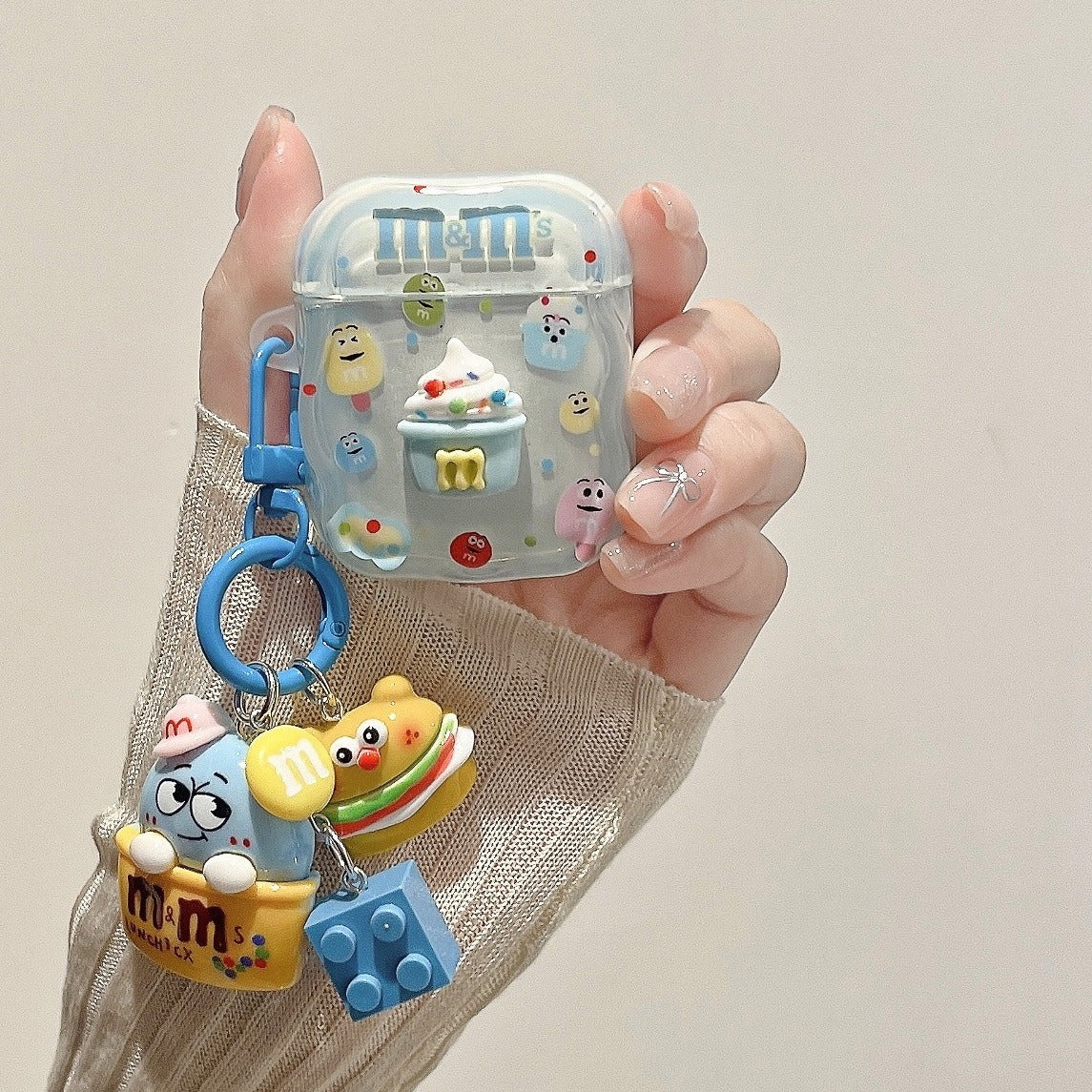 Novelty Blue M&amp;M Character Keychain AirPods Case