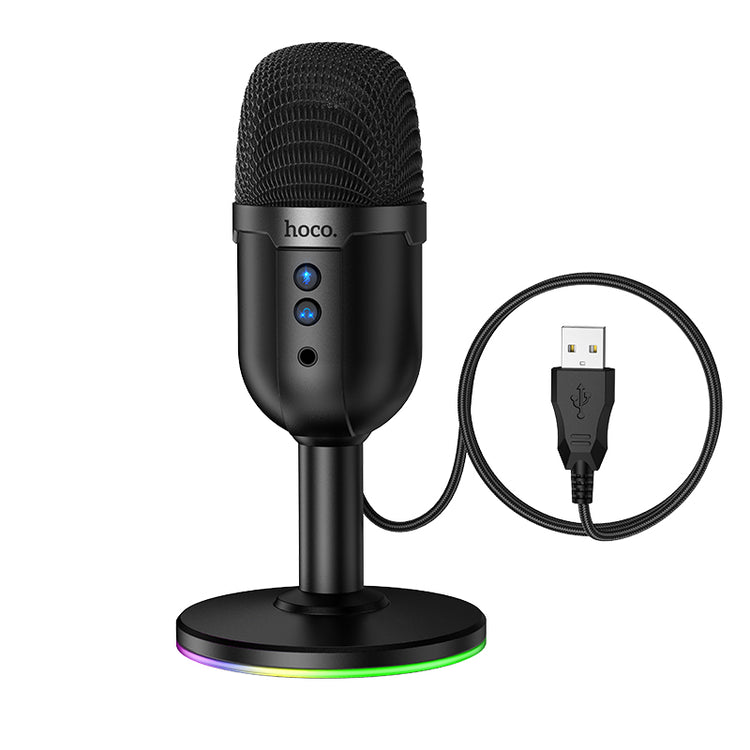 360° Omnidirectional USB Desktop Microphone with RGB Lighting