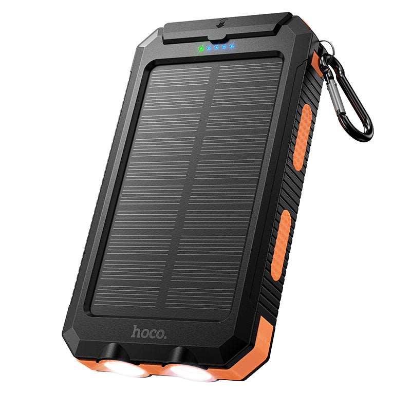 Solar Powered Power Bank with Dual Flashlights & Compass (8000mAh)