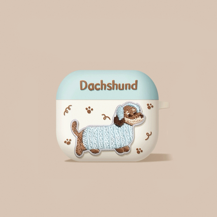 Embroidered Dachshund Dog AirPods Case