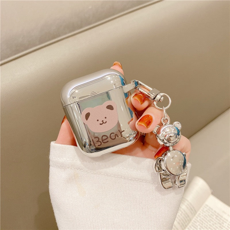 Chrome 3D Bear AirPods Case