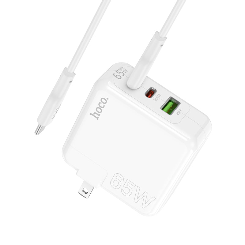 High Power GaN 65W Three Port 2x USB-C / 1x USB-A PD Fast Charger with USB-C to USB-C Cable (1 m) - SKmobile Canada