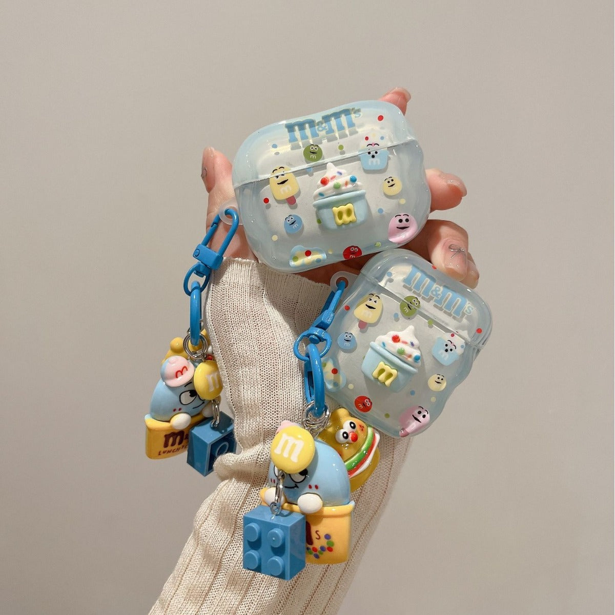 Novelty Blue M&M Character Keychain AirPods Case