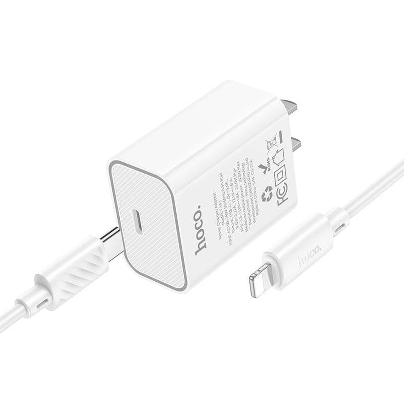 20W Power Delivery Fast Charger Block and USB-C to Lightning Charging Cable (1m)