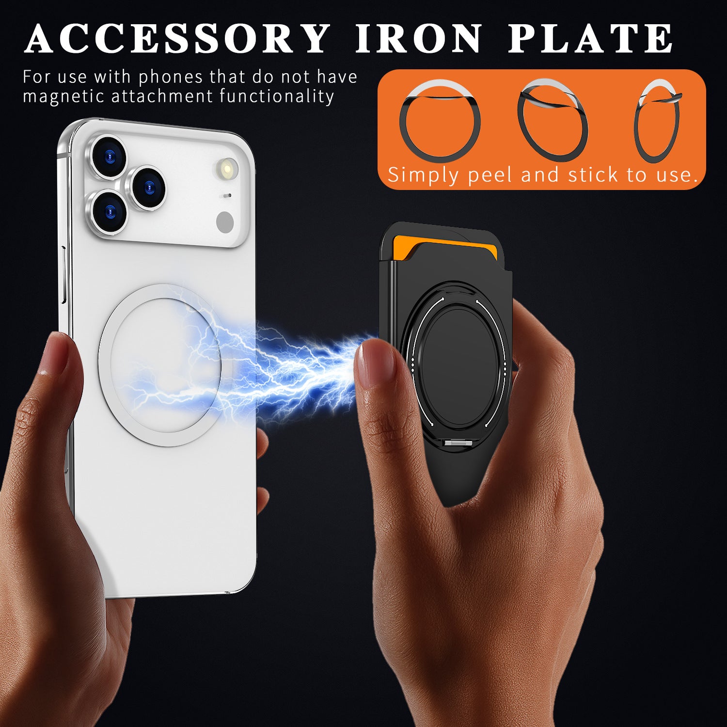 Magnetic Phone Wallet Card Holder with Built-In 360-Degree Ring Stand
