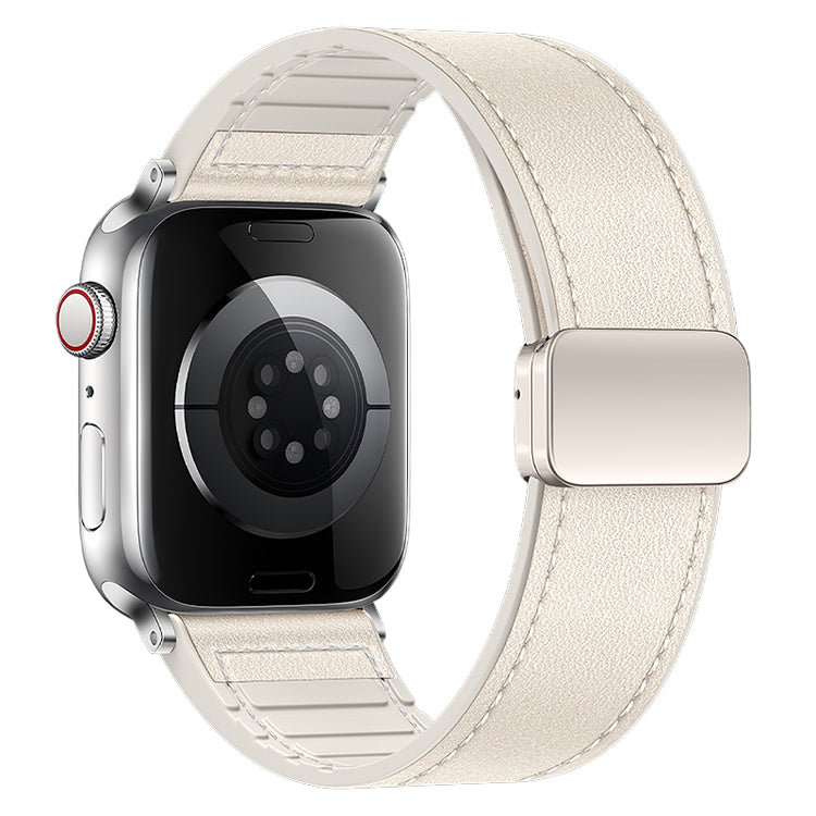 Premium Hybrid Leather & Silicone Magnetic Buckle Strap for Apple Watch