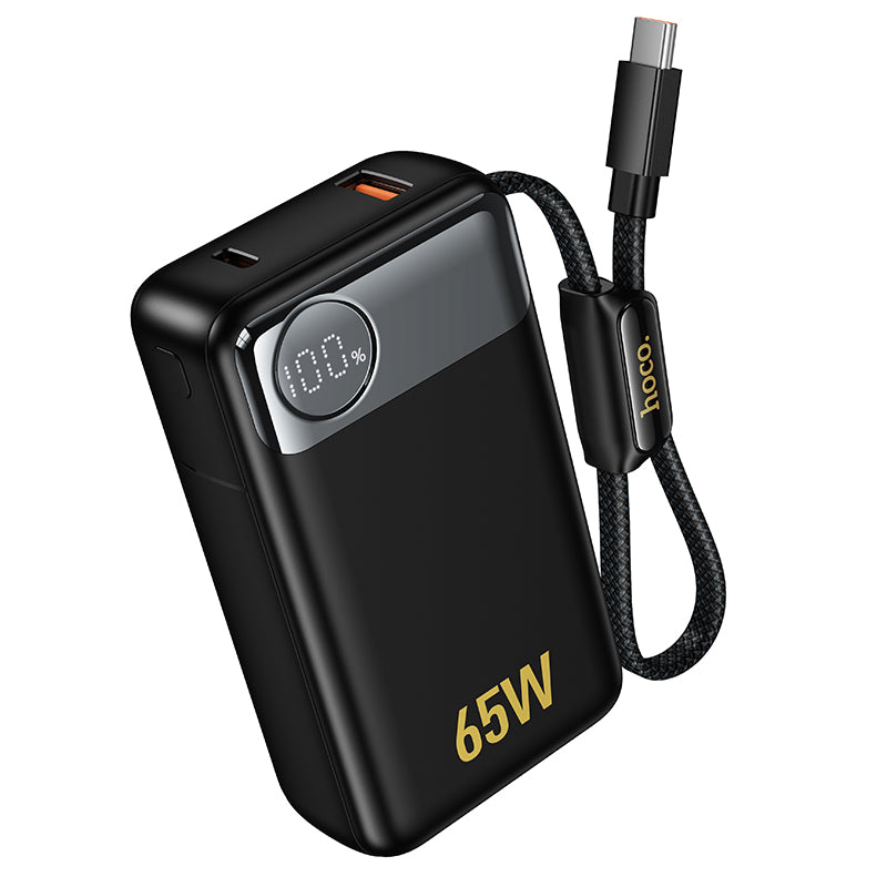 65W Fast Charging Portable Power Bank with Built-in Cable (12000mAh)