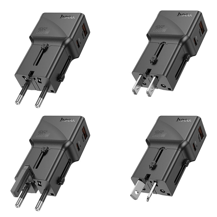 25W Universal Travel Charger USB-C & USB-A Fast Multi-Plug Adapter