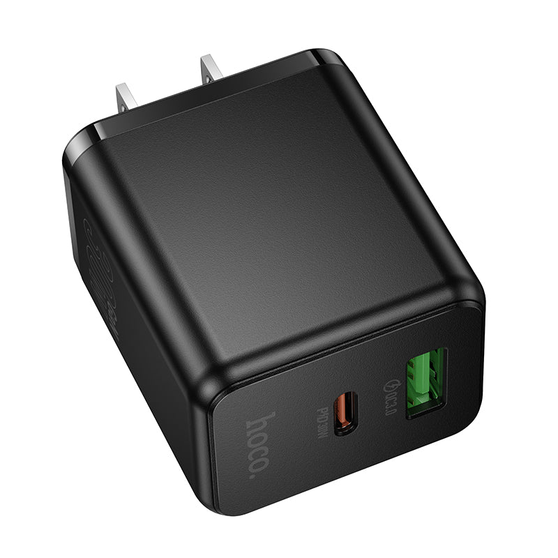 30W Dual Port USB-C and USB-A GaN Fast Wall Charger Adapter