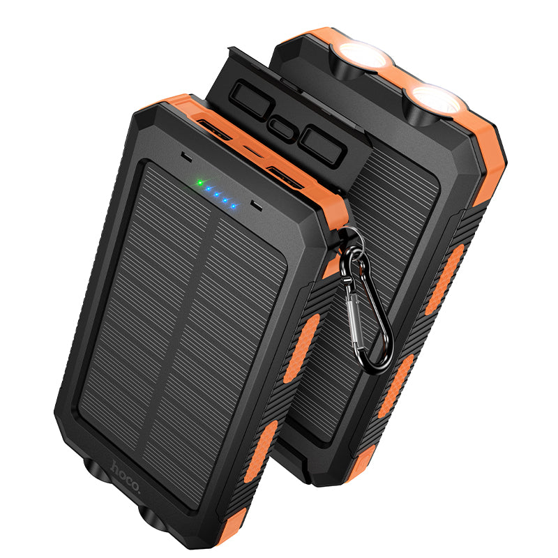 Solar Powered Power Bank with Dual Flashlights & Compass (8000mAh)