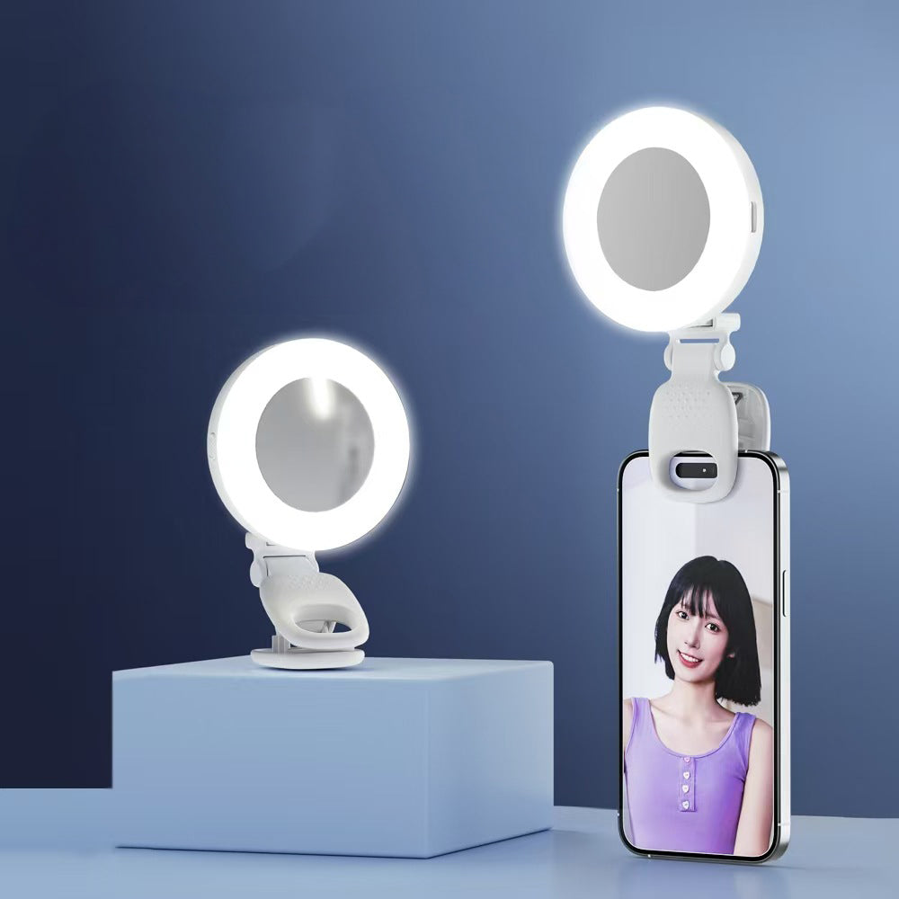 Portable Rechargeable Ring Light with Mirror