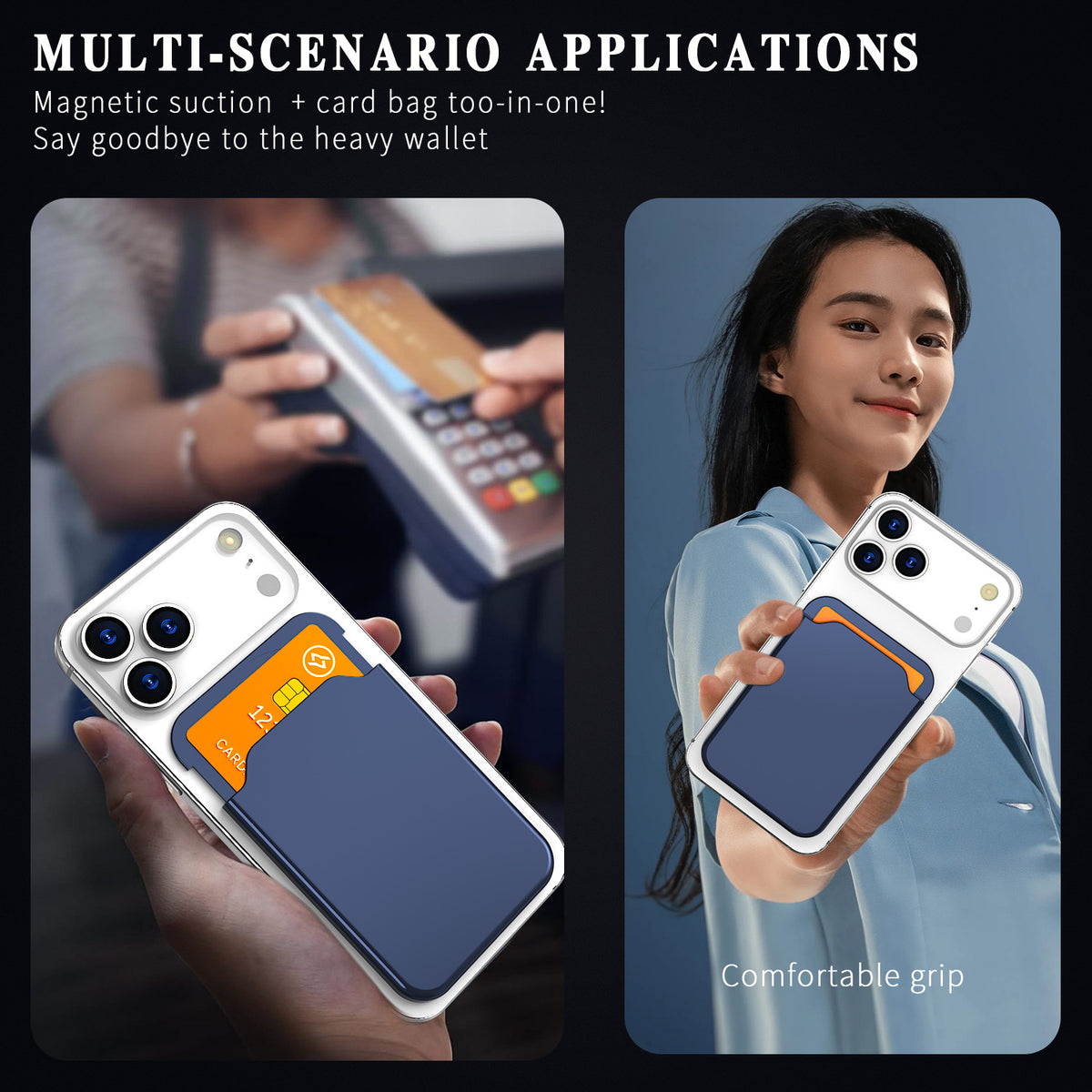 Magnetic Sliding Phone Card Holder Wallet