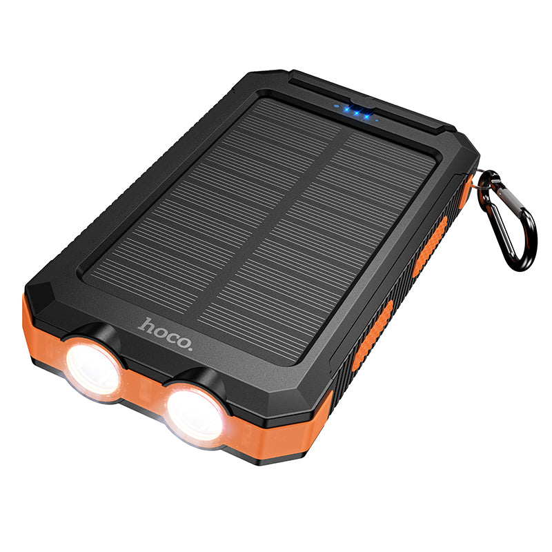 Solar Powered Power Bank with Dual Flashlights & Compass (8000mAh)
