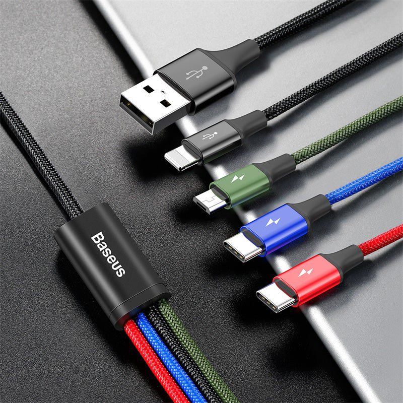 Baseus 4 in 1 USB to 2 x USB-C + Lighting + Micro-USB Charge Cable (1.2m) - SKmobile Canada