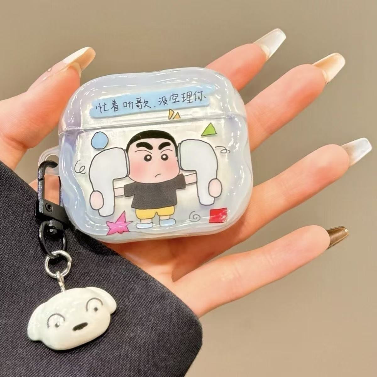 Crayon Shin-Chan & Shiro Dog Charm AirPods Case