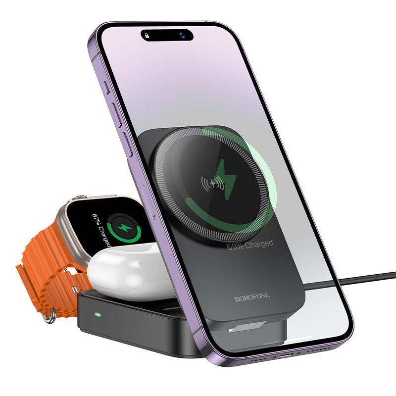 Sharp Portable 3-in-1 Folding Magnetic Wireless Fast Charger