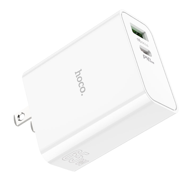 High Power GaN 65W Dual Port USB-C & USB-A PD Fast Charger