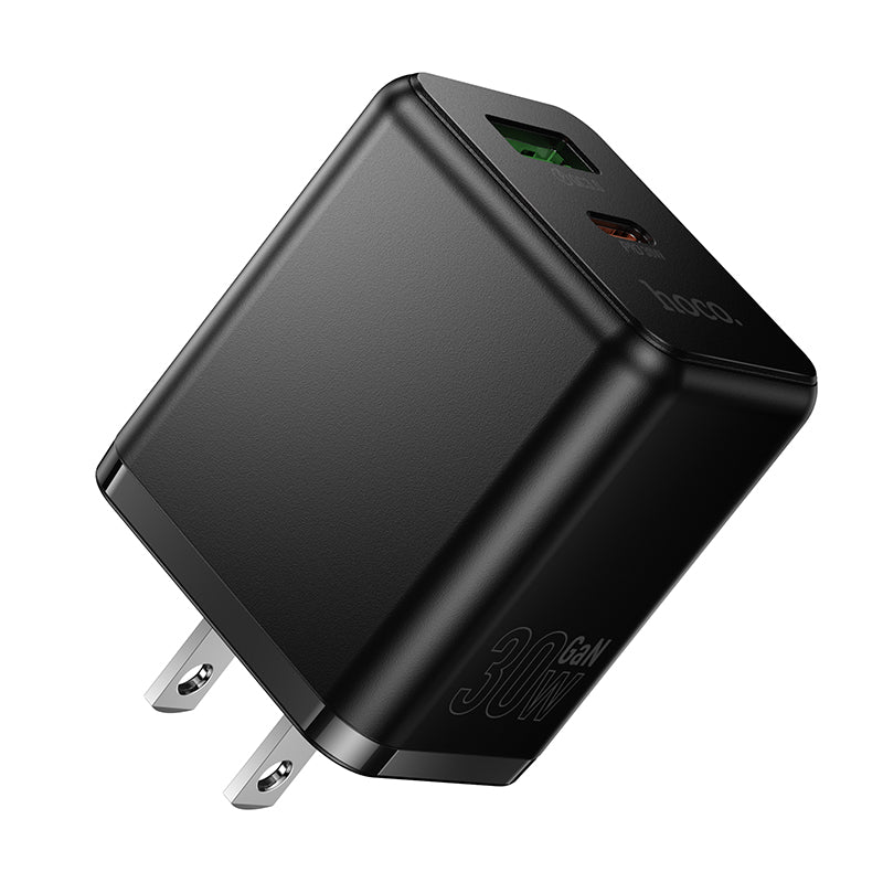 30W Dual Port USB-C and USB-A GaN Fast Wall Charger Adapter
